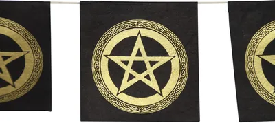 Produktbild von Gebetsfahne - Pentagramm - Drudenfuß - schwarz-gold - ca. 7 x 7 cm