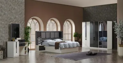 Immagine prodotto di Camera da letto Letto matrimoniale in legno 2x comodini Suite completa di 6 pezzi