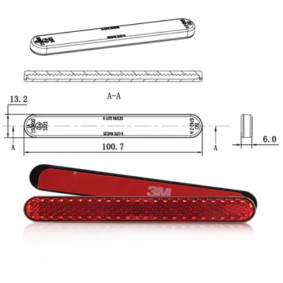 Obrázok produktu pre Reflektor Line abgerundet rot o. Rand