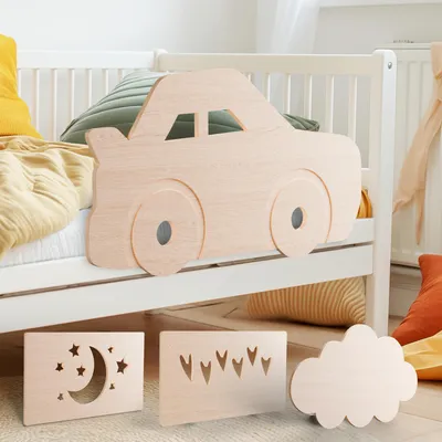 Produktbild von zovis Auto (natur) Holz-Rausfallschutz für Kinderbetten - Absturzsicherung, Bettschutz, Verschiedene Designs, universal, einfache Montage