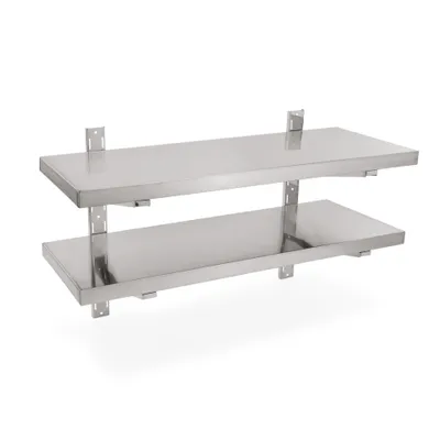 Produktbild von WAS Germany Wandregal 2 Böden, Höhenverstellbar 100 x 35 cm, Chromnickelstahl