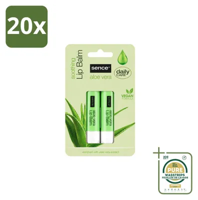 Productafbeelding van 20 x SenceBeauty Aloë Vera Lippenbalsem - Verzorgend - Voorraadverpakking - 20 stuks