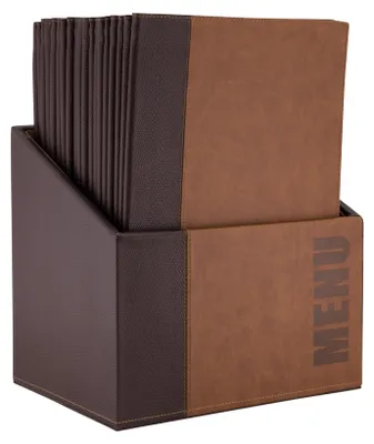 Produktbild von Securit MC-BOX-TRA4-LB, A4, Metall, Kunstleder (PU), Braun, Matt, Lack, Kunststoff, Abgerundete Ecken