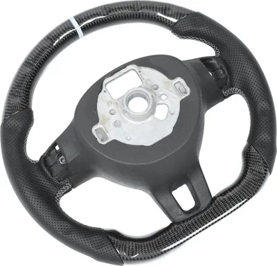 Produktbild von Carbonfaser-Rennlenkrad aus perforiertem Leder mit grauem Streifen für MK6 GTI R 2009–2013