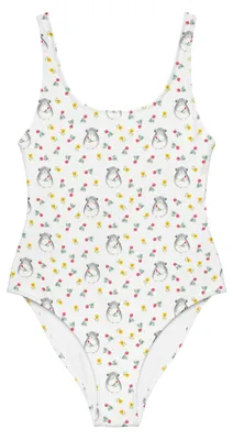 Produktbild von Mr. & Mrs. Panda Badeanzug Chinchilla Blume Größe M - Weiß - Geschenk, Büro, Swimsuit, Schwimmanzug, Chaos, Kummer, Rückenfreier, Lustige Sprüche, Schwimmbekleidung