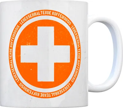 Produktbild von Kaffeebecher mit Spruch: Lebenserhaltende Koffeeindosis Kaffeetasse Tasse