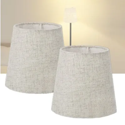2er Set E14 Lampenschirm Leinen, 15x14x11 cm, Beige
