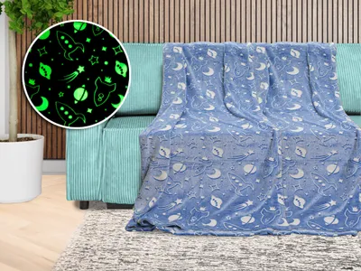 Obrázek produktu pro Svítící deka mikroflanel UNIVERSE 150x200 cm modrošedá
