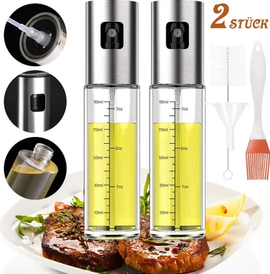 Produktbild von 2 Stück Öl Sprayer Zerstäuber, 3 in 1Ölsprüher mit Ölspender Bürste Trichter Cooking Spray