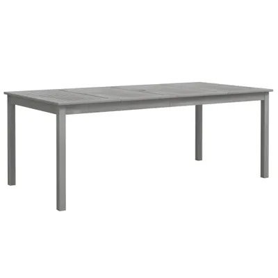 A gray wooden garden table on a white background.