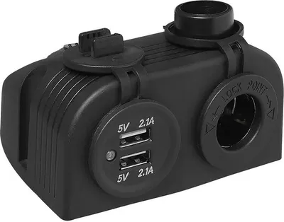 Obrázek produktu pro Sada pro povrchovou montáž: zásuvka DIN + USB port dvojitý typ A 2x2100mA