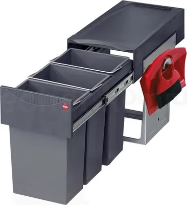 Produktbild von Hailo Abfallsammler 3666133 TZ Swing Terzett 3x 10 Liter mit Kehrset