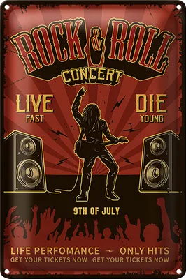 Produktbild von Blechschild Retro 20x30cm Rock&Roll Concert live 9th july