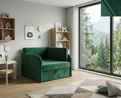 Produktbild von Schlafsessel LUCCA 79×104×67 cm mit Schlaffunktion 73×170, Bettkasten, Matratze, Stoff New Velo 119 GRÜN POLTRONA LETTO