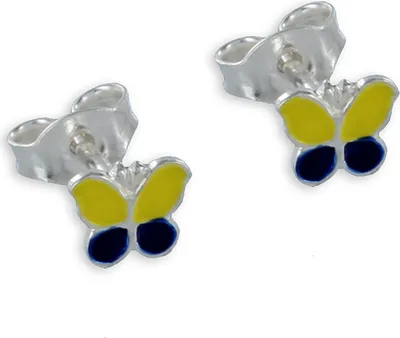 Produktbild von Kinderohrringe Silber Kinder Ohrstecker Schmetterling gelb Kinderschmuck