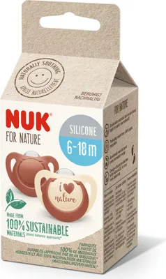 Zdjęcie produktu dla Smoczek uspokajajcy NUK for Nature 10176297 | zrwnowaony silikon | 6-18 miesicy | 2 sztuki