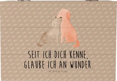 Produktbild von Mr. & Mrs. Panda Schatulle Hunde Liebe 22 x 15 cm - Hundeglück - Geschenk, Hund, fotobox, Schatzkiste, Glaube, Optimitisch, Herz, schmuckkiste, Wunder, Kiste, Geschenkbox