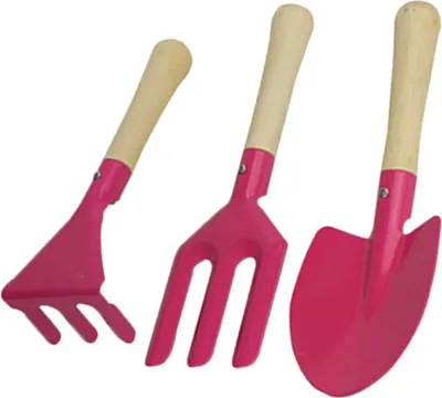 Produktbild von 3-teiliges Gartenwerkzeug-Set Mini-Holzgriff-Schaufelkelle Gartengeräte für Blumen Sukkulente Transplantation (klein)- Rosa