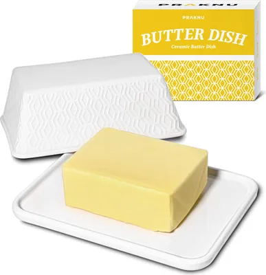 Produktbild von Butterdose Keramik Weiß für alle gängigen Butter (250g) - Hält Butter länger frisch - Spülmaschinengeeignet