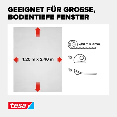 Productafbeelding van tesa vliegenhor COMFORT, geschikt voor ramen tot op de vloer, antracietkleur