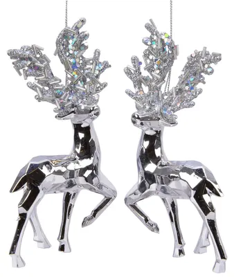 Produktbild von Christbaumschmuck Kunststoff Hirsch 16cm silber, 1 Stück sortiert
