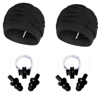 Produktbild von 2 atmungsaktive Schwimmkappen mit Ohrstöpseln