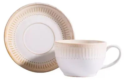 Productafbeelding van Cappuccinotassen set, 250 ml, met onderschaal, beige, keramiek, dikwandig