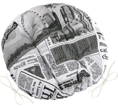 Image de Coussin rond matelassé EMA - 40 cm (diamètre) - Noir, Blanc