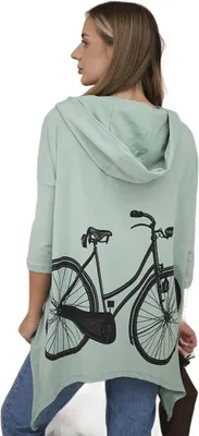 Produktbild von Dunkelmintfarbenes Sweatshirt mit Fahrraddruck