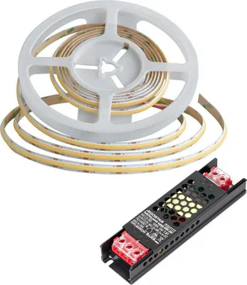 Produktbild von 10m COB LED Streifen Strip DC 24V LED Strips mit 480LEDs 8mm Breite Warmweiß 10 Meter inkl. trafo