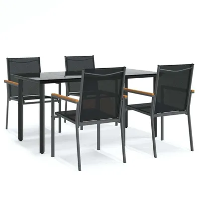 Image de vidaXL Ensemble de jardin 5 pièces noir Textilène et acier