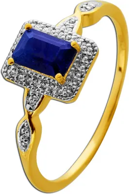 Produktbild von Saphir Ring Silber vergoldet nat. Saphir 0.8ct behandelt nat weisse Topase 20