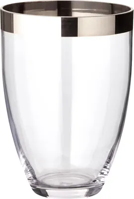 Produktbild von Handgeblazen Kristallvase mit Platinrand - 20 cm hoch