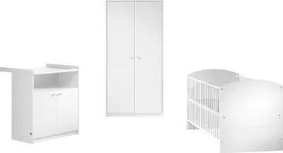 Produktbild von Schardt Kinderzimmer Classic-Line Weiß 3-teilig, Kombi-Kinderbett, Wickelkommode  mit offenem Fach, 2-türigem Kleiderschrank