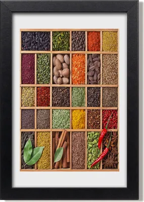 Produktbild von Bild 20x30 MDF-Rahmen, Wandkunst Bunte Gewürze