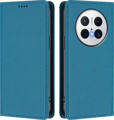 Obrázek produktu pro Kožené pouzdro pro Huawei Mate 70, magnetické flipové pouzdro zPolyuretankůže se stojánkem Jezerní modrá