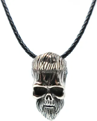 Produktbild von Lederkette Edelstahl 316 BART SKULL 60 cm Lederkette