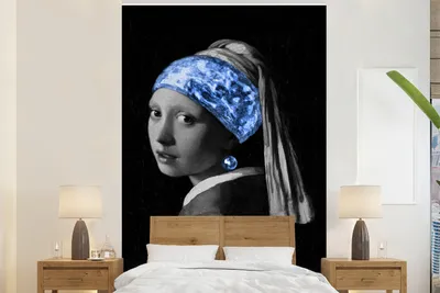 Produktbild von MuchoWow® Fototapete für Wohnzimmer oder Schlafzimmer Wandtapete Vinyl Motivtapete Mädchen mit einem Perlenohrring - Johannes Vermeer - Blau - 200x300 cm - Wanddekorationen