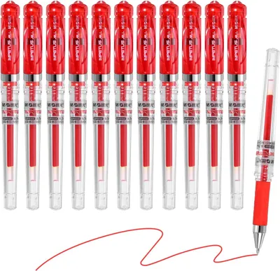 Productafbeelding van Gel pen medium point 0,7 mm - Set van 24 - 24 pack sneldrogende gladde rode gel ink rollerball pen - Stijl 6