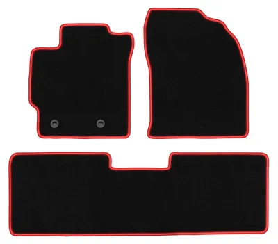 Productafbeelding van Velours automatten voor Toyota Corolla E16 2013-2019 (sedan/hatchback) – 3-delig, zwart/rood, op maat – Wielganizator CARLUX