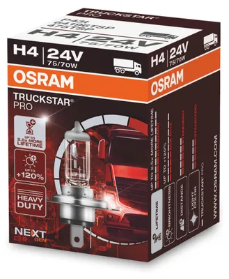 1 Stück H4 24V 75/70W OSRAM TRUCKSTAR PRO Next Generation Lampen Birnen LKW – Produktansicht