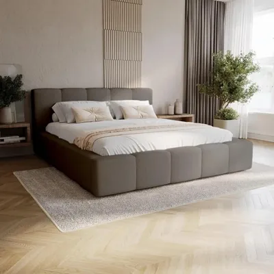 Produktbild von Chilly Möbel Design Bett Palermo - Komfort Polsterbett mit Stauraum und elegantem Kopfteil 140x200 cm / Metallrahmen / Velo / Braun