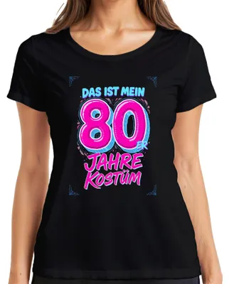 Immagine prodotto di Maglietta da donna divertente con motivo anni '80, neon, retrò, per feste e compleanni, nera, taglia L