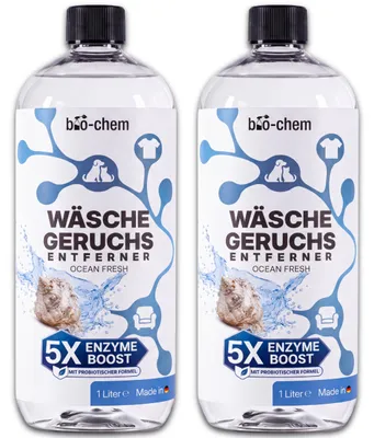 Produktbild von bio-chem Wäsche Geruchsentferner Enzymreiniger Waschmittel-Zusatz 2L – Ocean Fresh | Probiotische Langzeitwirkung | Porentief gegen Schweiß & Urin