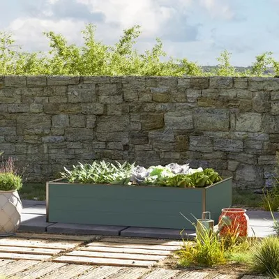 Image de GFP Aluminium Carré potager surélevé HALFSIZE - Bac de jardin stable et peu encombrant en anthracite - 195 x 99 x 39 cm