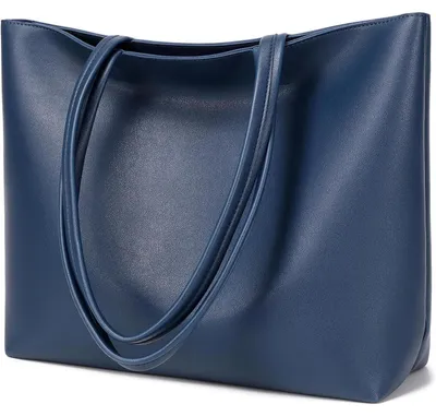Produktbild von Damen Henkeltasche Kunstleder Shopper Bag Dunkelblau 38x11,5x30cm