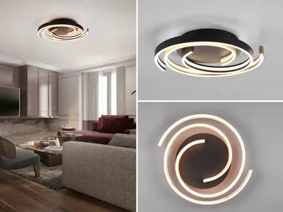 Produktbild von LED-Deckenleuchte - Goldgelb - Schwarz matt - Metall - Ø 50 cm - dimmbar