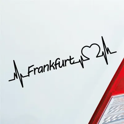 Produktbild von Auto Aufkleber Frankfurt Herz Herzschlag 19x5 cm Schwarz Glanz Sticker Heckscheibenaufkleber