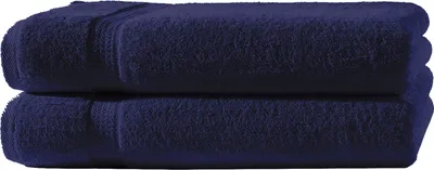 Produktbild von 2 Badetücher navy marine blau 100x150cm Set Baumwolle Frottee Badetuch XXL weich
