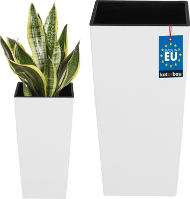 Obrázok produktu pre KOTARBAU® Kvetináč 140x140x265mm štvorcový s vnútorným kvetináčom matný biely